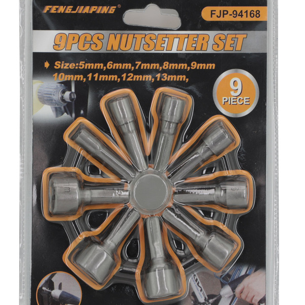 Jogo De Soquetes Bits Sextavados 9 Pç Para Parafusadeira 3721