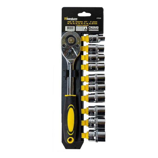 Jogo De Soquetes Com Catraca 1/2" - Crv - 11 Peças