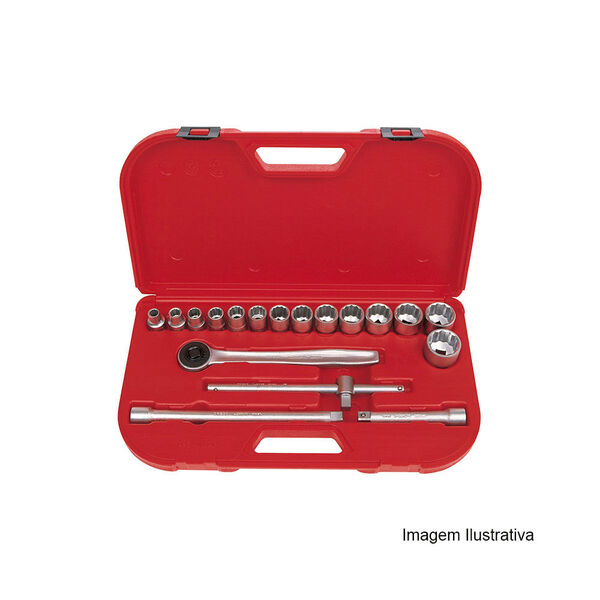 Jogo De Soquetes Estriados 1/2" 18 Peças (mm) Ref D26 Am Robu