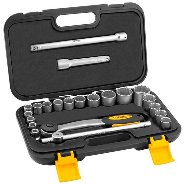 Jogo De Soquetes Estriados 1/2 Pol. 8mm A 32mm Com 22 Peças -