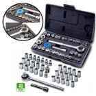 Jogo De Soquetes Sextavados 40 Peças 1/4 E 3/8