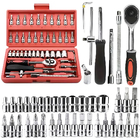 Jogo De Soquetes Sextavados 46 Peças Em Aço Chave Catraca