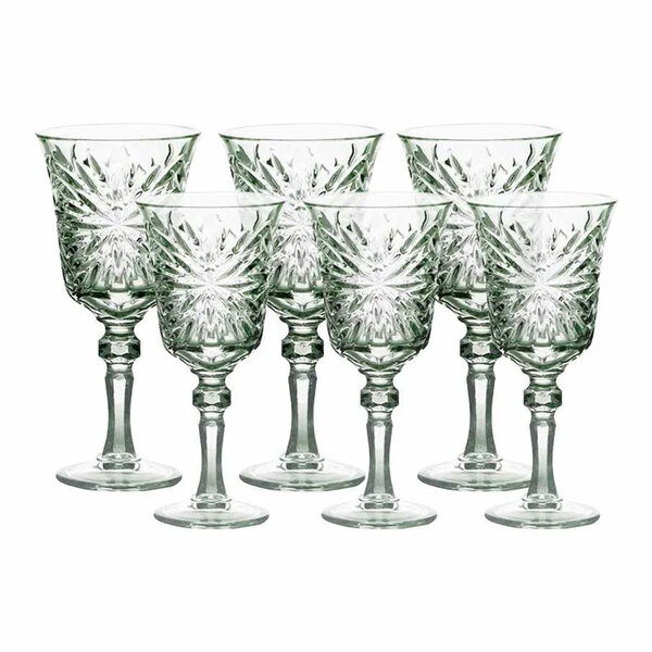 Jogo De Taças 6 Peças 160ml De Vidro Decor Flor Transparente