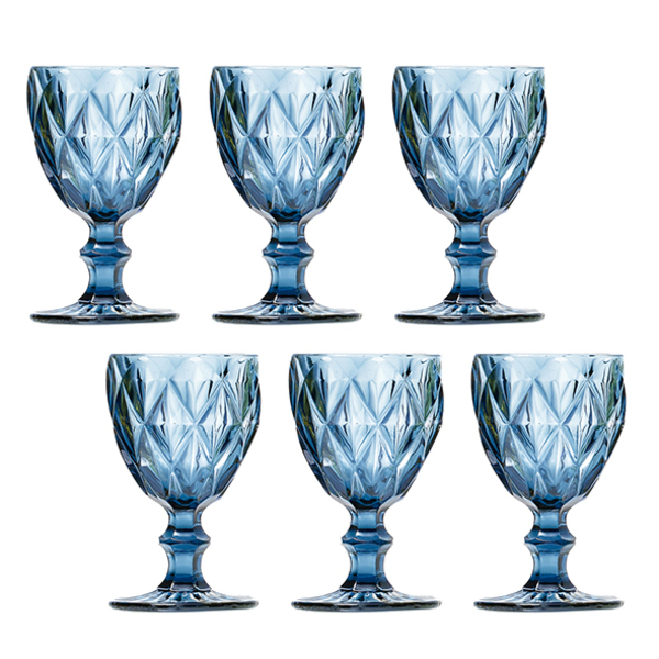 Jogo De Taças Água Diamante Azul 260ml Class Home