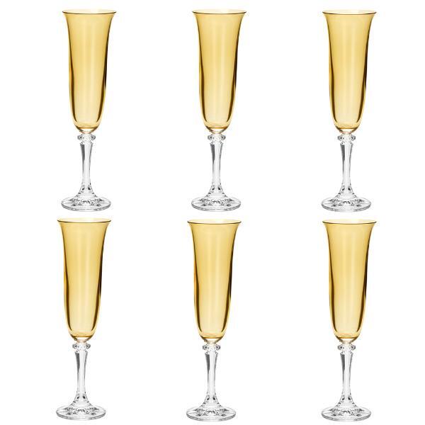 Jogo De Taças Champanhe Em Cristal Bohemia Kleopatra 6 Peças