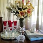 Jogo De Taças De Champanhe Vermelhas Lapidadas (6 Peças)