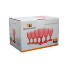 Jogo De Taças De Vidro 300ml 6 Peças - Bico De Abacaxi Vermel