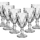 Jogo De Taças Diamond Água Suco Vinho 240 Ml 6 Peças Vidro