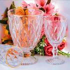 Jogo De Taças E Copos De Vidro Diamond Fio De Ouro 12 Peças -