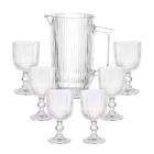 Jogo De Taças E Jarra De Vidro Transparente Graffiato 7 Peças