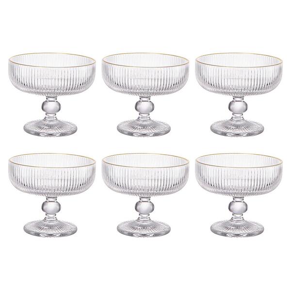 Jogo De Taças Sobremesa Em Vidro Com Borda Dourada L'hermitag