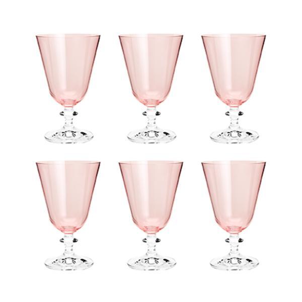 Jogo De Taças Vinho Em Cristal Bohemia Bella Rose 6 Peças 350