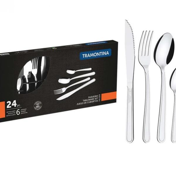 Jogo De Talher Faqueiro 24 Peças Inox Búzios Tramontina