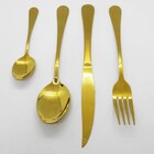 Jogo De Talheres 12 Peças Conjunto Luxo Dourado Colher Garfo