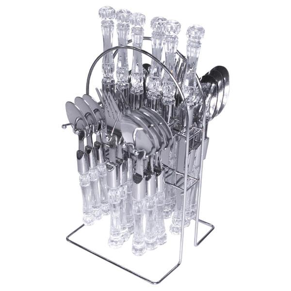 Jogo De Talheres 24 Peças - Cabo Transparente/cristal -jiale