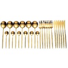 Jogo De Talheres 24 Peças Conjunto Luxo Dourado Colher Garfo