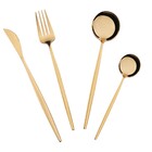 Jogo De Talheres 4 Peças Conjunto Luxo Dourado Colher Garfo F