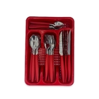 Jogo De Talheres Faqueiro Aço Inox Com Gaveteiro - Vermelho