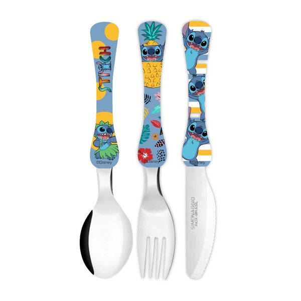 Jogo De Talheres Infantil Stitch Disney Aço Inox 3 Peças - Si