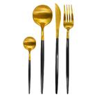 Jogo De Talheres Inox 16 Peças Lady  Preto E Dourado - Casamb