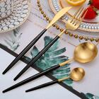 Jogo De Talheres Inox 16 Peças Lady  Preto E Dourado - Casamb