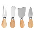 Jogo De Talheres Para Queijo Em Aço Inox Com Cabo De Madeira
