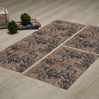 Jogo De Tapete Jacquard Solaris Marrom Antiderrapante 3 Peças