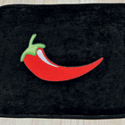 Jogo De Tapete Para Cozinha Pimenta Preto 3 Peças Antiderrapa