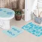 Jogo De Tapetes Para Banheiro Cavalos Marinhos  Único