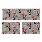 Jogo de Tapetes para Cozinha Animal Cinza 1,20x0,38/0,60x0,38/0,60x0,38m