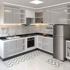 Jogo de Tapetes para Cozinha Saturs 3 Peças - Chevron Cinza