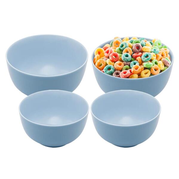 Jogo De Tigelas Bowl De Vidro Opalino 4 Peças Azul Claro 400m
