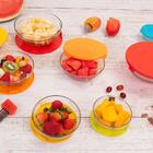 Jogo De Tigelas De Vidro Com Tampa Colorida 10 Peças