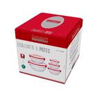 Jogo De Tigelas De Vidro Com Tampa Vermelha 5 Peças - Hauskra