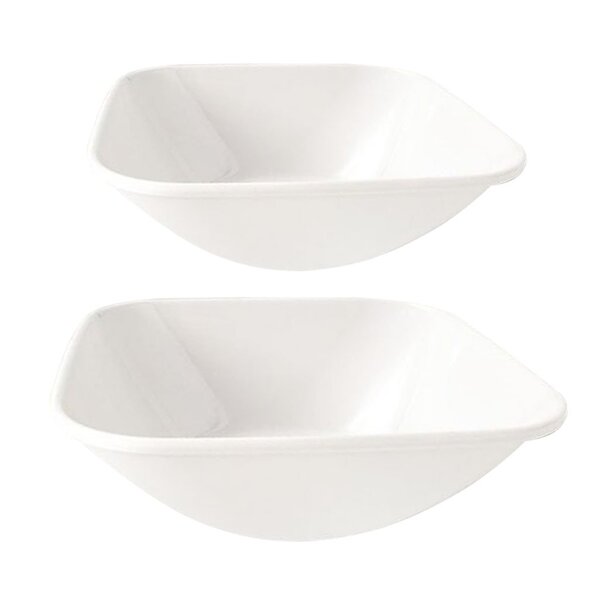 Jogo De Tigelas Melamina Quadrada Branca 2 Peças