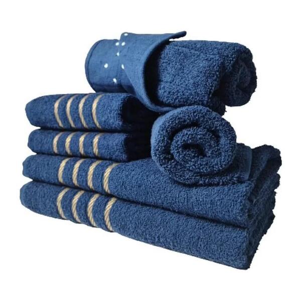 Jogo De Toalha 2 Banho 2 Rosto 2 Pisos Luxo Dubai Azul