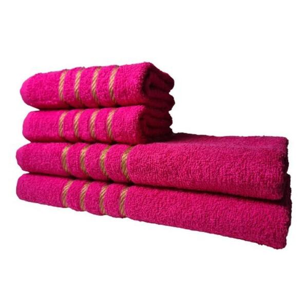 Jogo De Toalha 2 Banho 2 Rosto - 4pçs Luxo Dubai Rosa