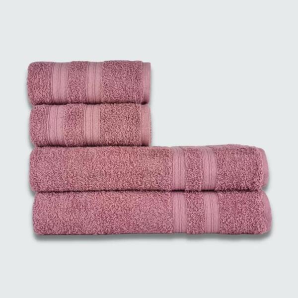 Jogo De Toalha 4 Pçs Gigante Felpuda Lisboa 100% Algodão Rosê