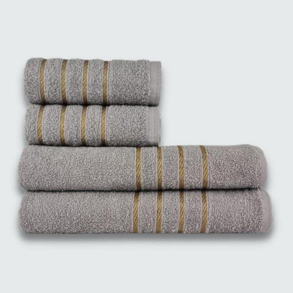 Jogo De Toalha 4 Peças Coleção Dubai 100% Algodão Cinza