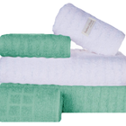 Jogo De Toalha 5 Peças Fio Penteado 100% Algodão Branca E Ver