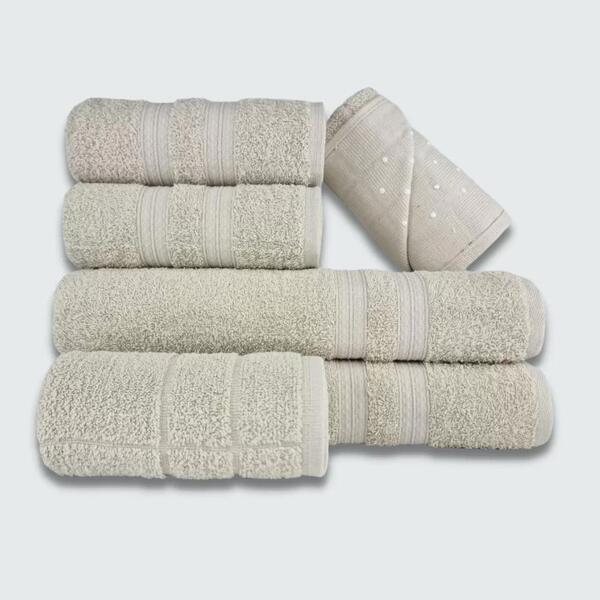 Jogo De Toalha 6 Pçs Gigante Felpuda Lisboa 100% Algodão Bege