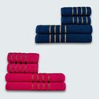 Jogo De Toalha 8 Peça Coleção Dubai 100% Algodão Azul+rosa