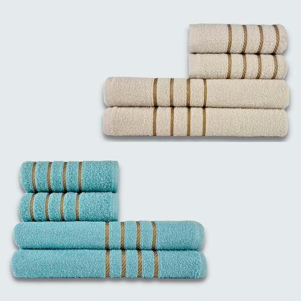 Jogo De Toalha 8 Peça Coleção Dubai 100% Algodão Bege+verde