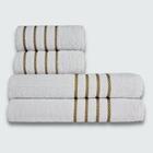 Jogo De Toalha 8 Peça Coleção Dubai 100% Algodão Branco+azul