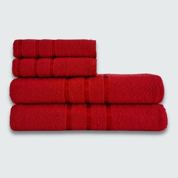 Jogo De Toalha Banho 4 Peças Viena 100% Algodão Vermelho