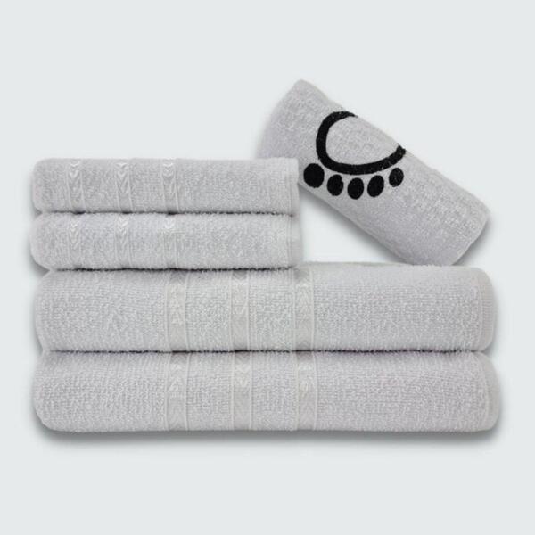 Jogo De Toalha Banho 5 Peças Viena 100% Algodão Branco