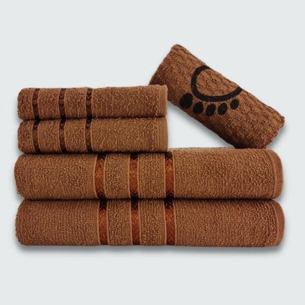 Jogo De Toalha Banho 5 Peças Viena 100% Algodão Marrom