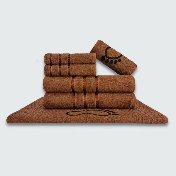 Jogo De Toalha Banho 6 Peças Viena 100% Algodão Marrom