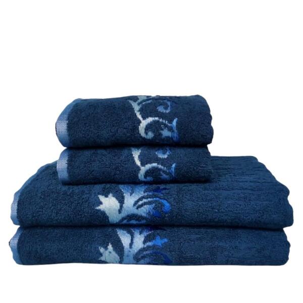 Jogo De Toalha Banho E Rosto Eda 4 Peças Azul
