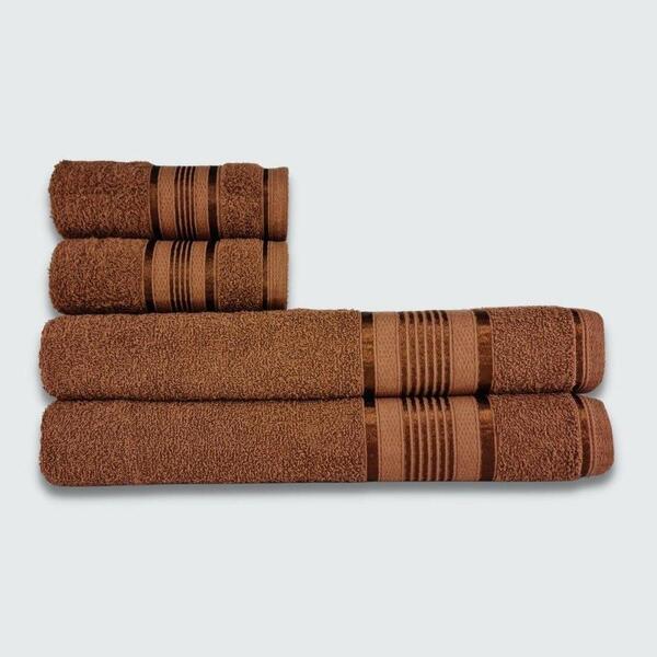 Jogo De Toalha Banho Gigante 4 Peças Egito 100% Algodão Marrom